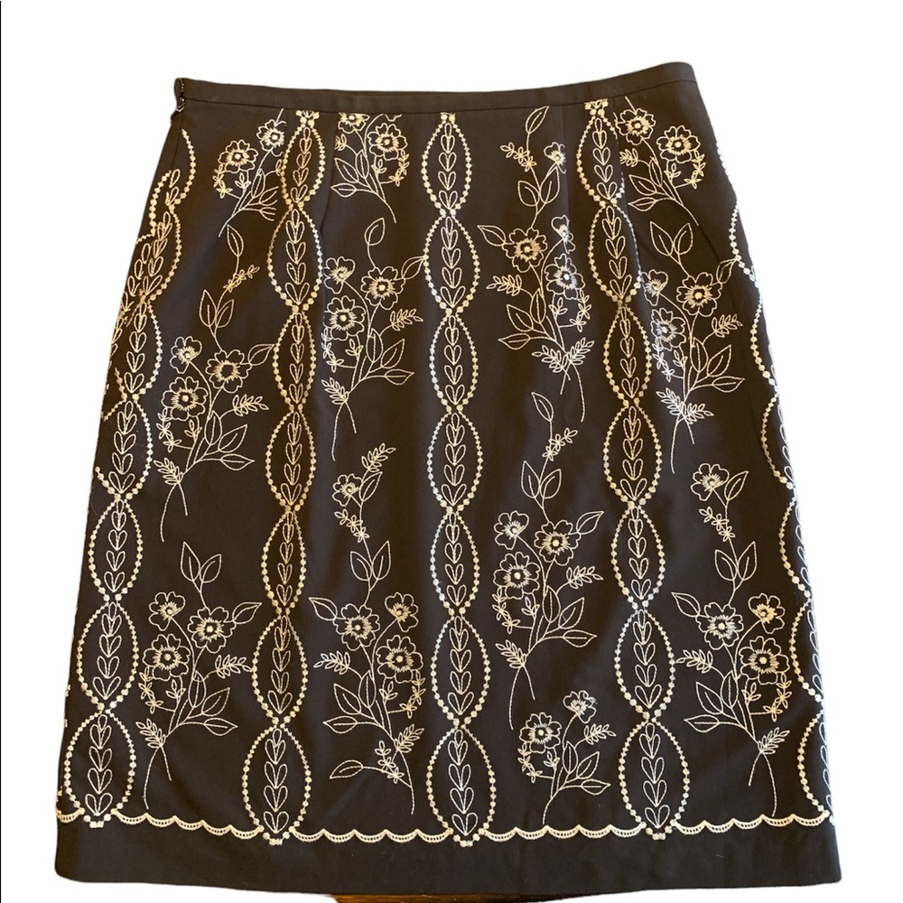GRACE ELEMENTS Women’s Brown & Cream Polyester Embroidered Lined Skirt Size 12